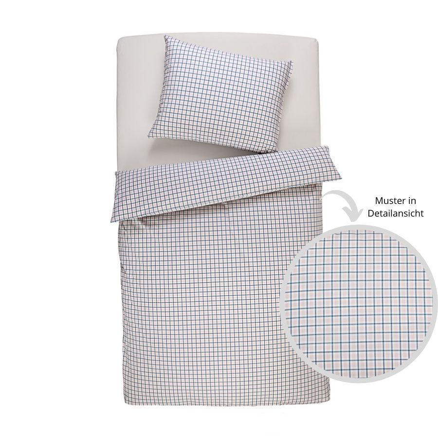 Poplin-sengelinned med tern vævet, økologisk bomuld & Cradle to Cradle Certified® Gold