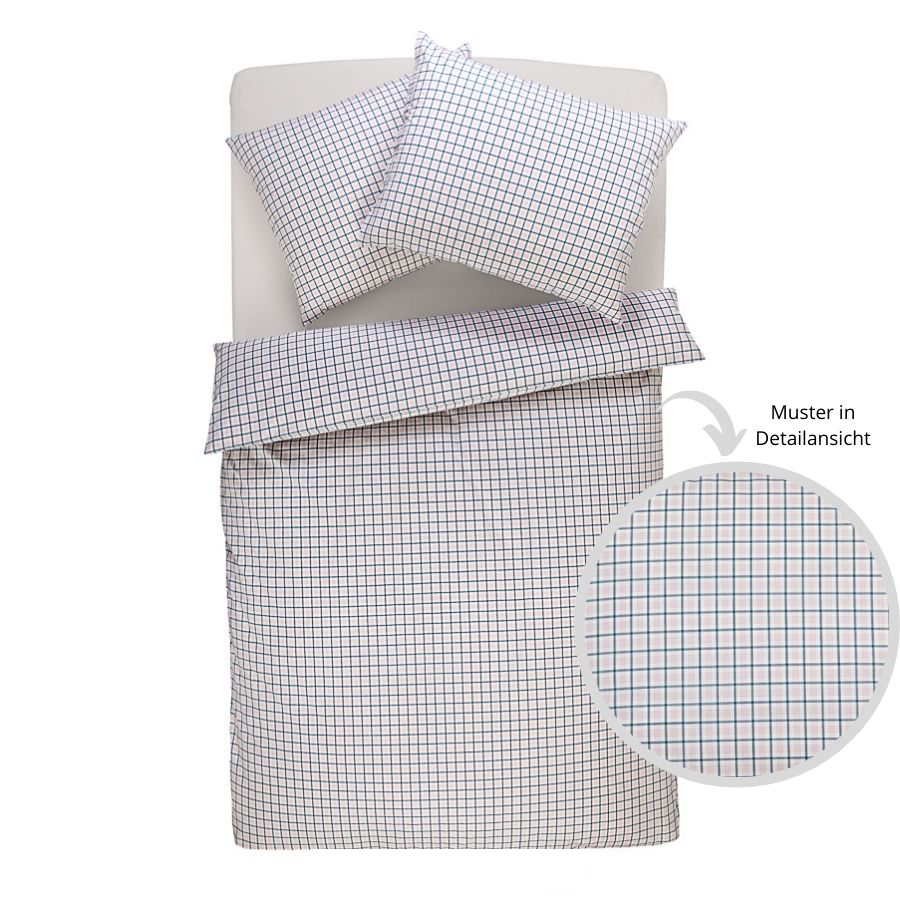Poplin-sengelinned med tern vævet, økologisk bomuld & Cradle to Cradle Certified® Gold