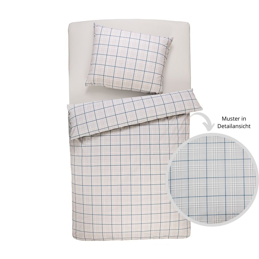 Poplin-sengelinned med tern vævet, økologisk bomuld & Cradle to Cradle Certified® Gold