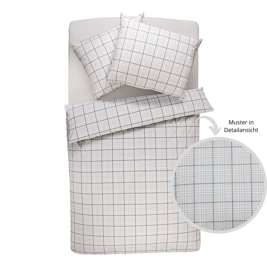 Poplin-sengelinned med tern vævet, økologisk bomuld & Cradle to Cradle Certified® Gold