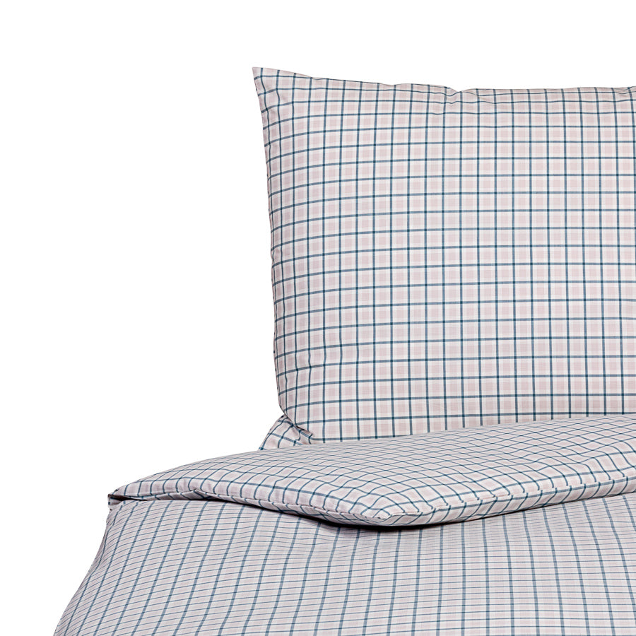 Poplin-sengelinned med tern vævet, økologisk bomuld & Cradle to Cradle Certified® Gold