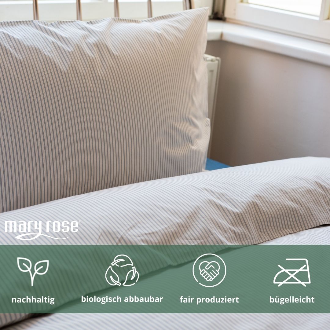 Vævet poplin-sengelinned med striber, økologisk bomuld & Cradle to Cradle Certified® Gold