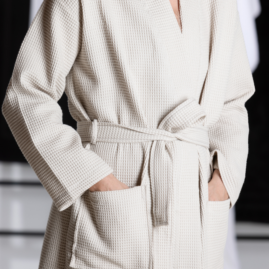 Waffle piqué bathrobe, organic cotton