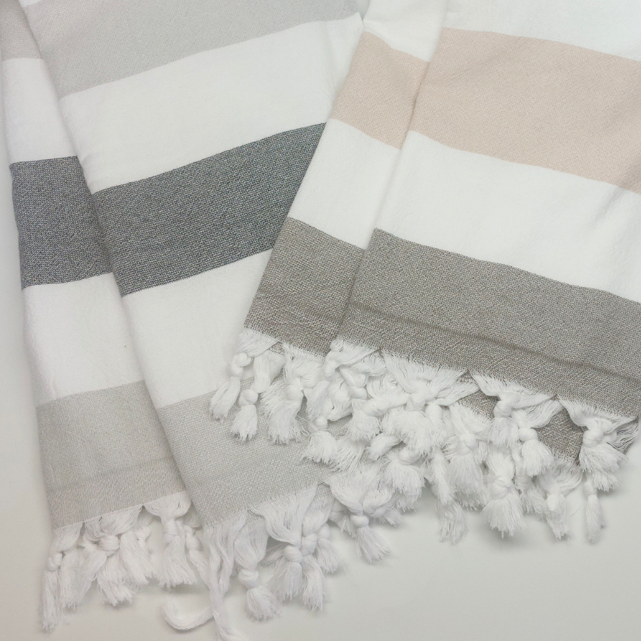 Hamam terry towel reversible block stripe
