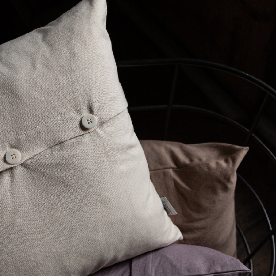 Panama cushion cover with stone nut buttons, organic cotton & Cradle to Cradle Certified® Gold