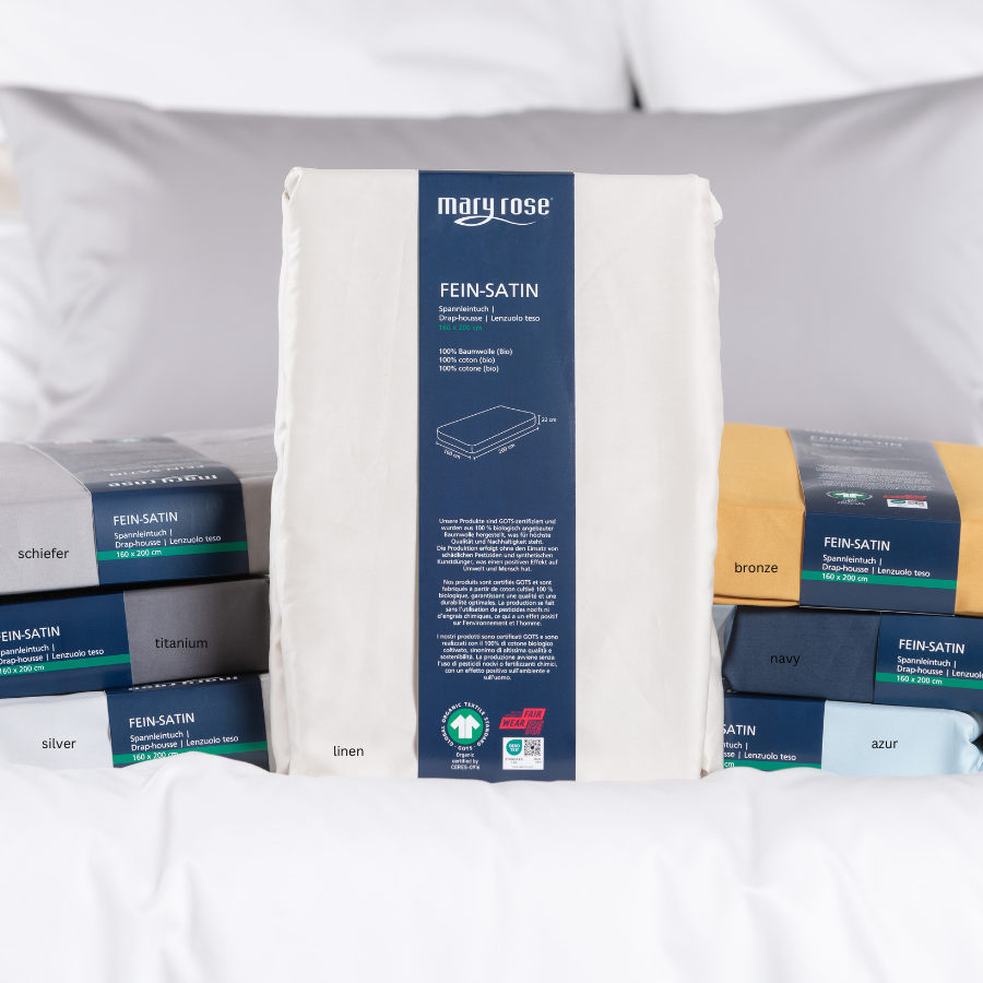 Fine satin fitted sheet, organic cotton