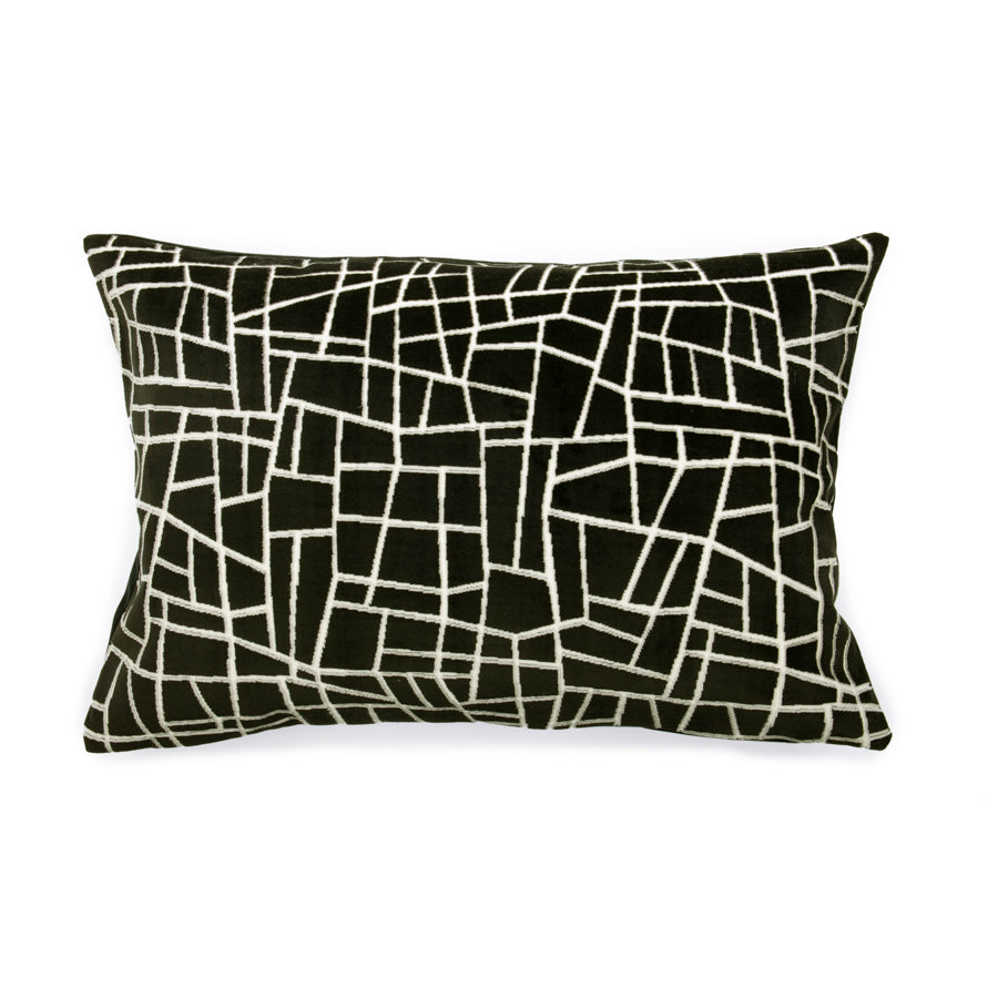 Velvet cushion cover with mosaic pattern