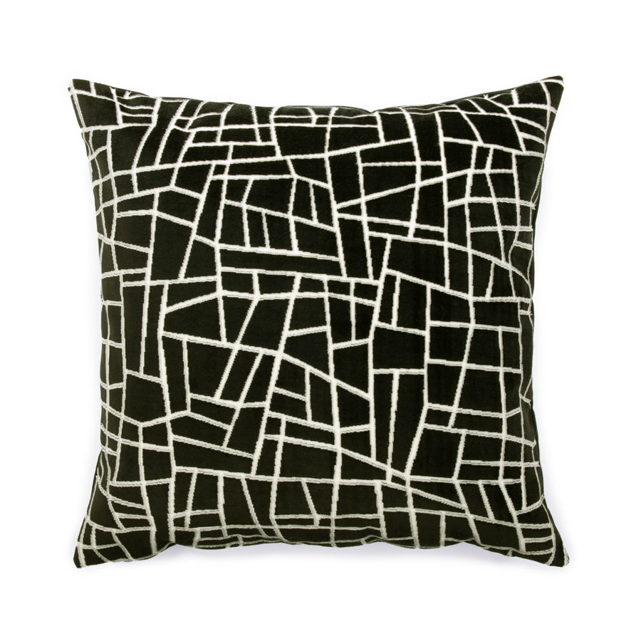 Velvet cushion cover with mosaic pattern
