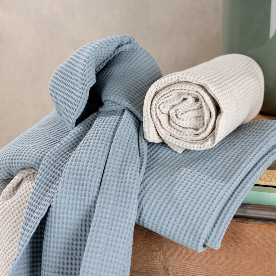 Waffle piqué cloths, organic cotton