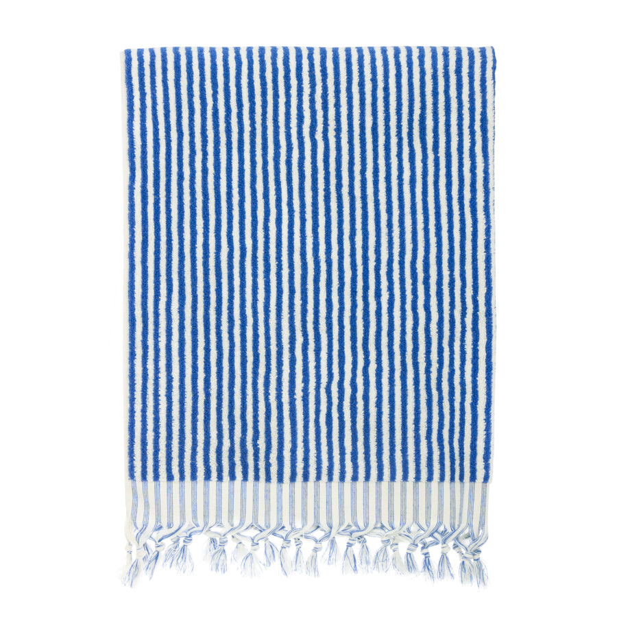 Terry bath towels stripes blue, pure cotton