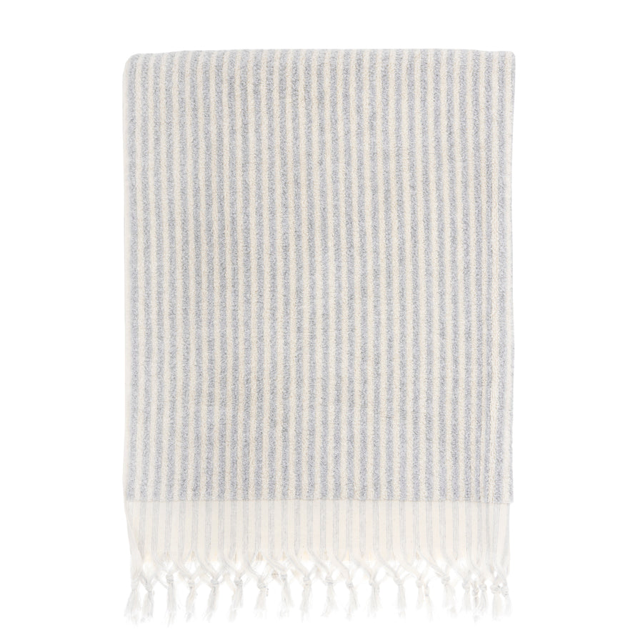 Terry bath towels stripes silver, pure cotton