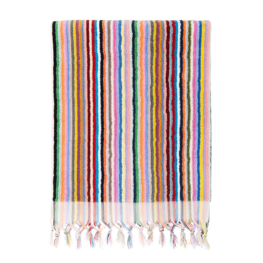 Terrycloth bath towels multi-strip, pure cotton