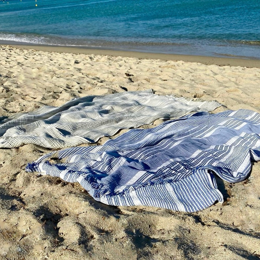 Hamam towel muslin stripes