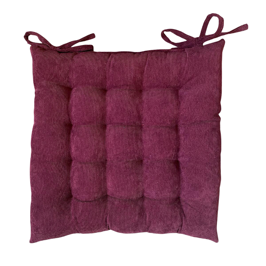 Cord seat cushion, with ribbon