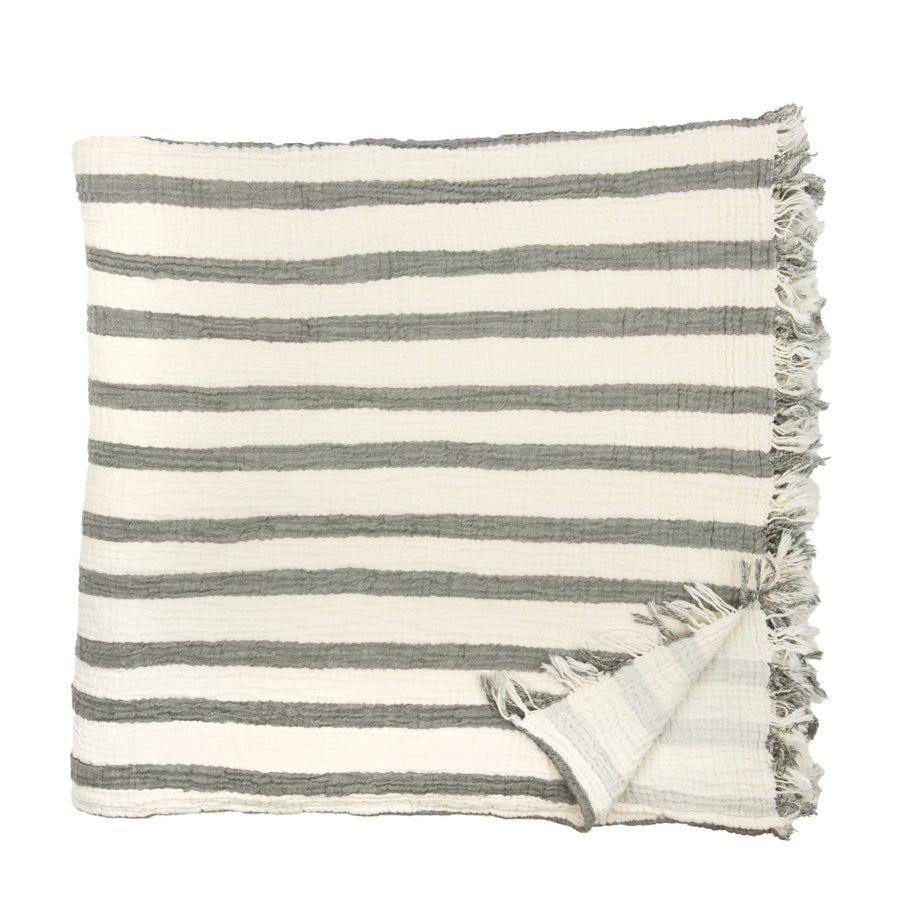 Striped muslin blanket, reversible