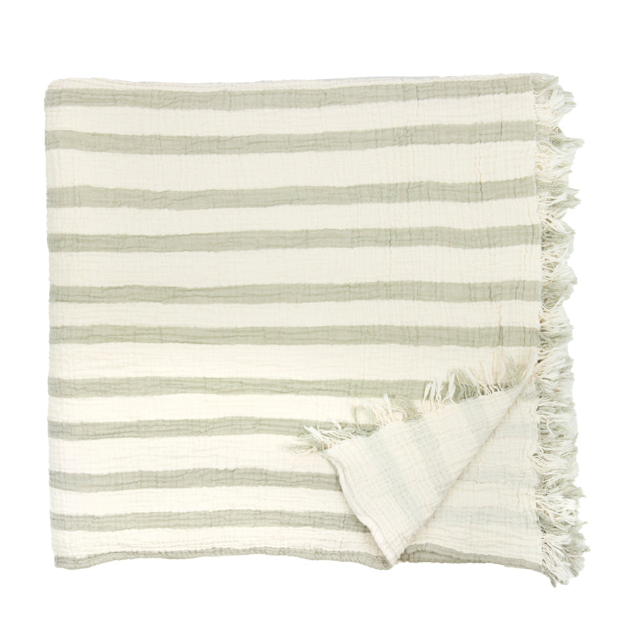 Striped muslin blanket, reversible