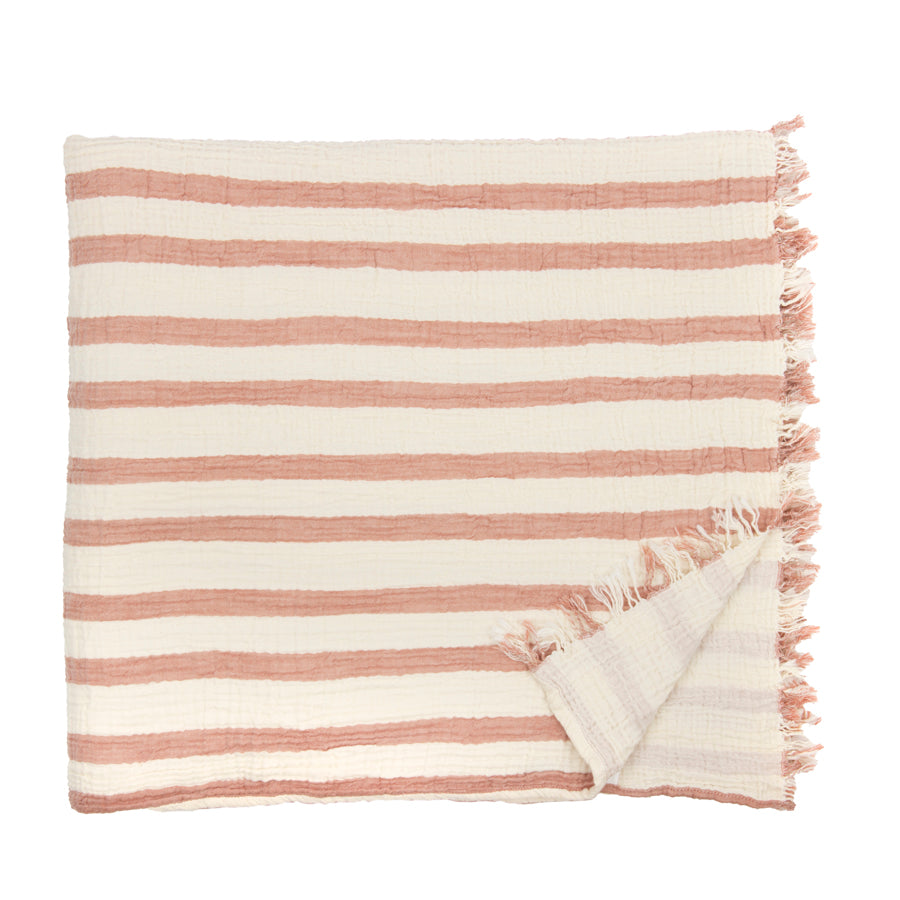 Striped muslin blanket, reversible