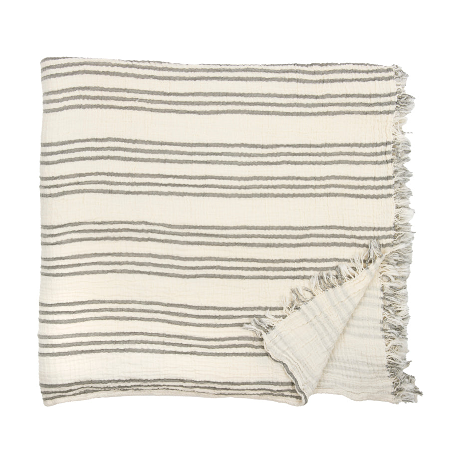 Striped muslin blanket, reversible