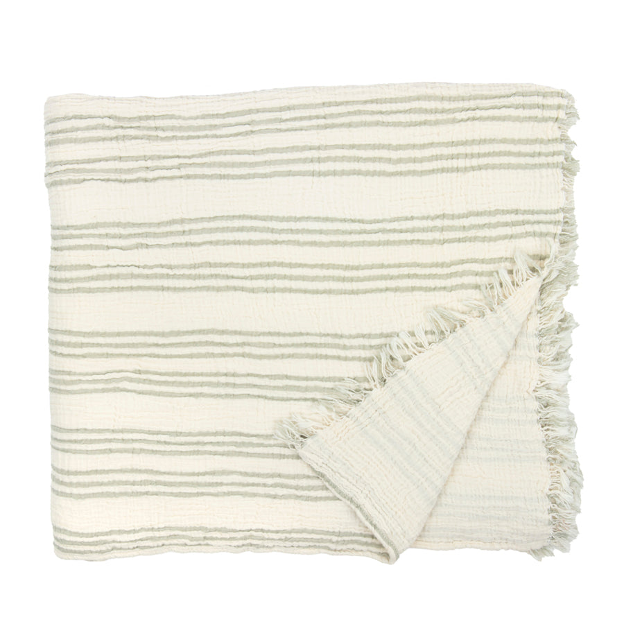 Striped muslin blanket, reversible