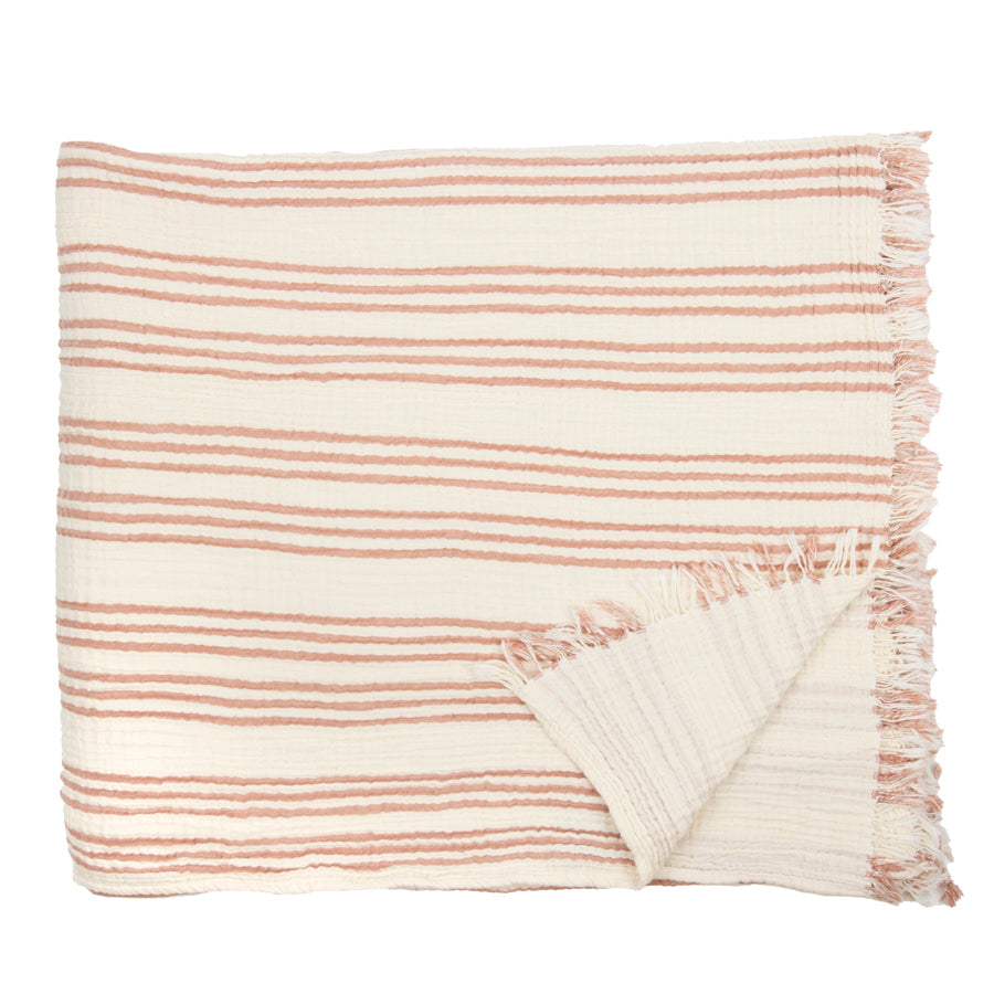 Striped muslin blanket, reversible