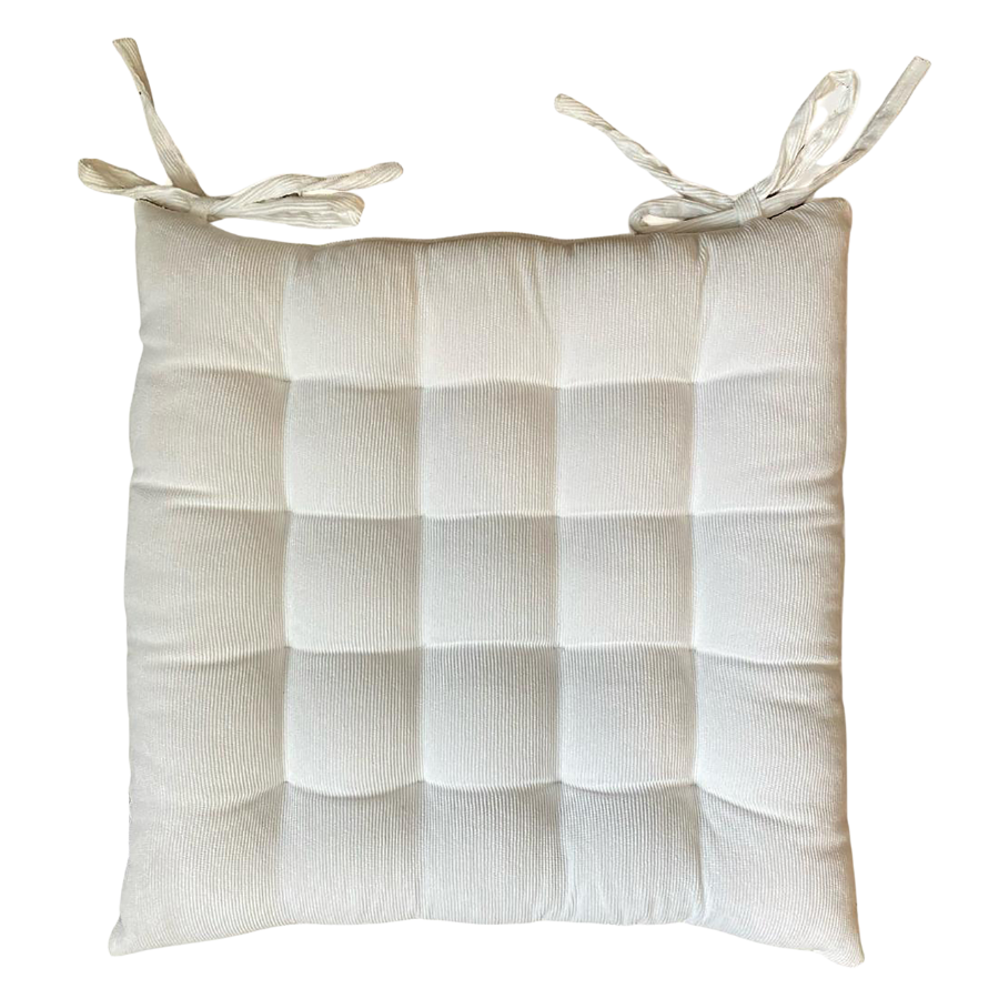Cord seat cushion, with ribbon