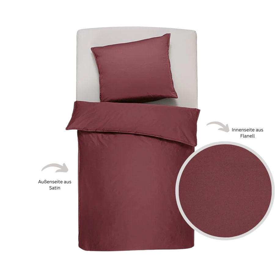 Satin/flannel reversible bed linen, organic cotton