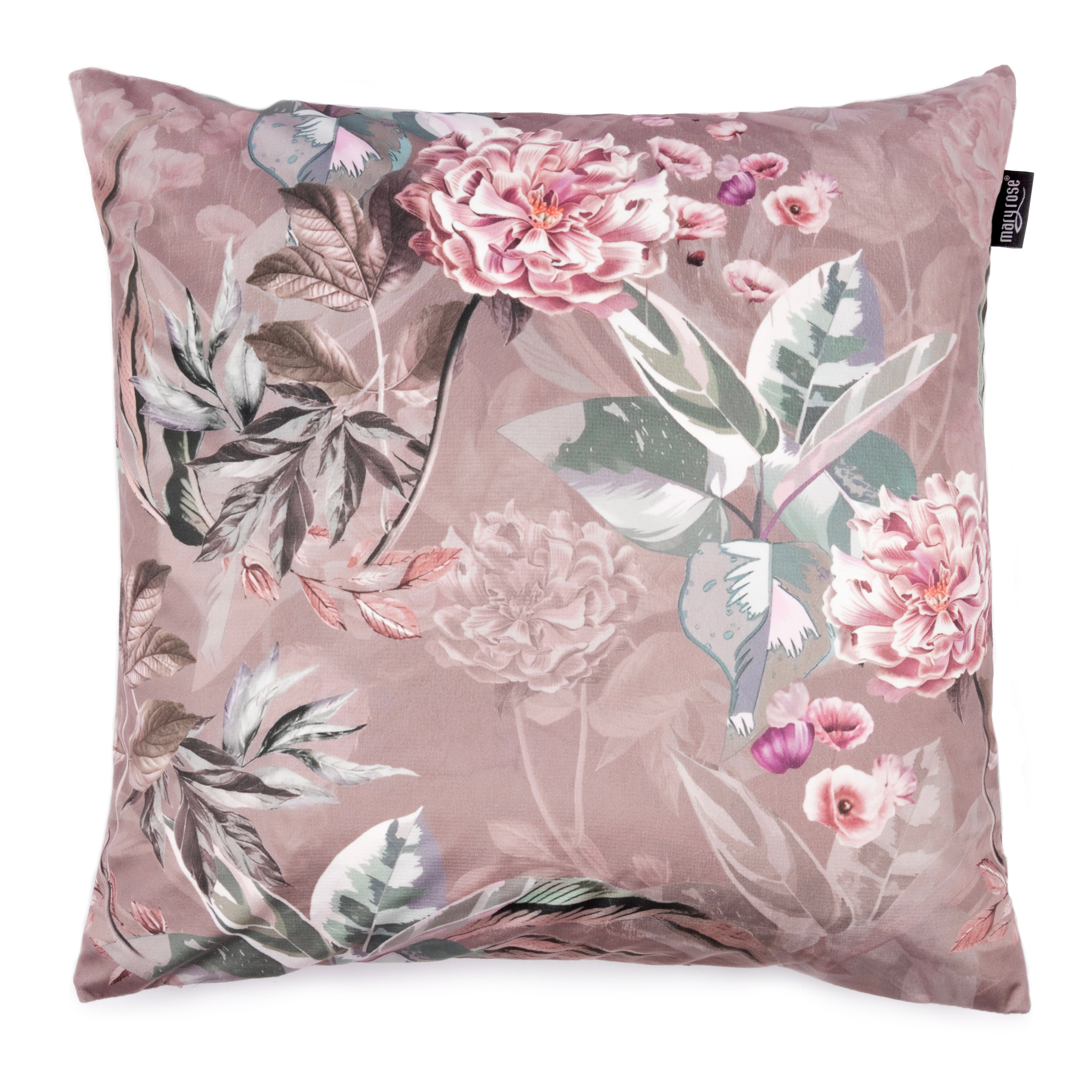 Velvet cushion cover with floral pattern 50x50 cm