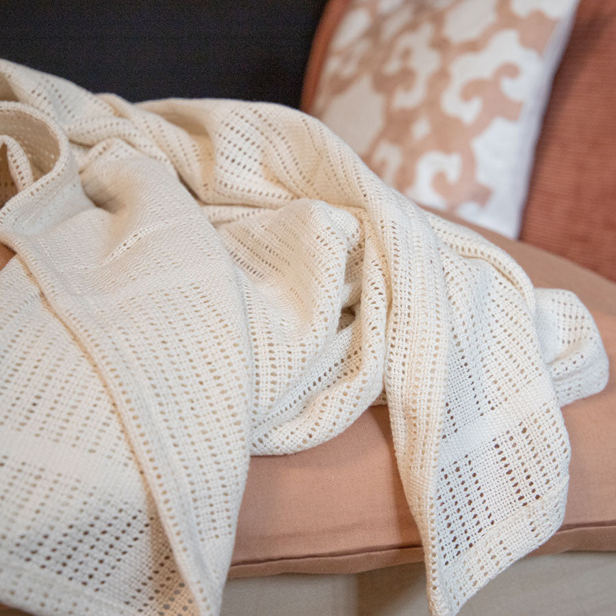 Crochet blanket, organic cotton