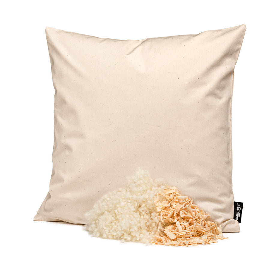 Pure new wool pillow with Swiss stone pine shavings, organic