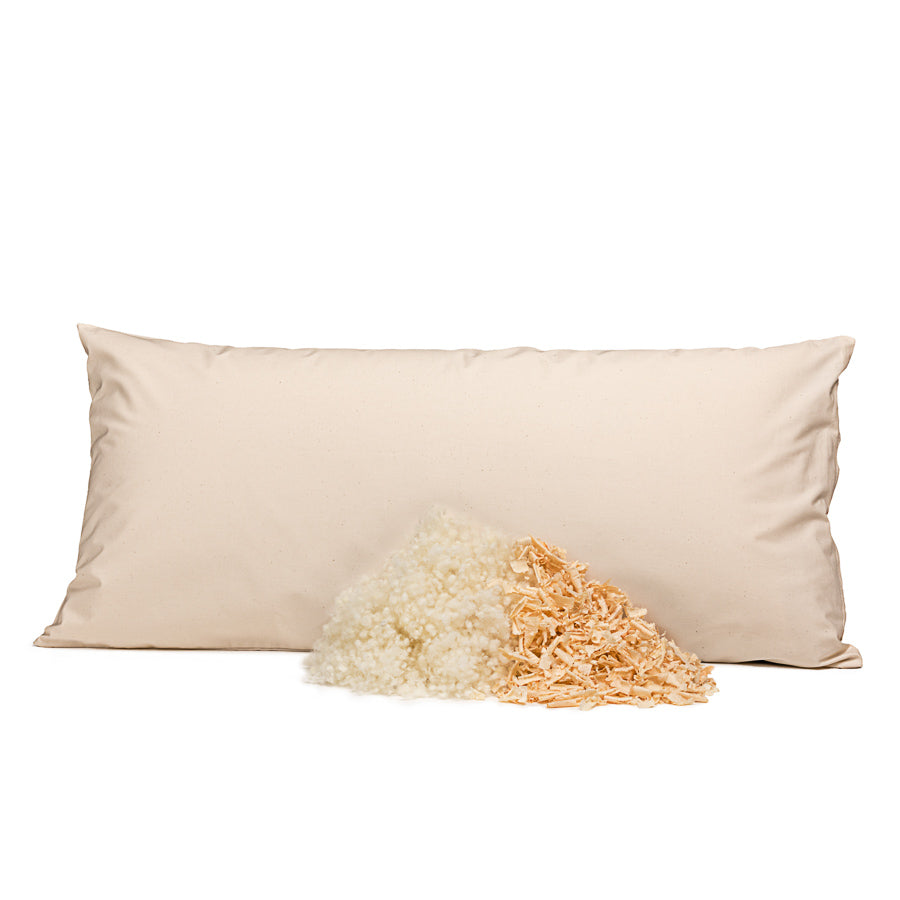 Pure new wool pillow with Swiss stone pine shavings, organic