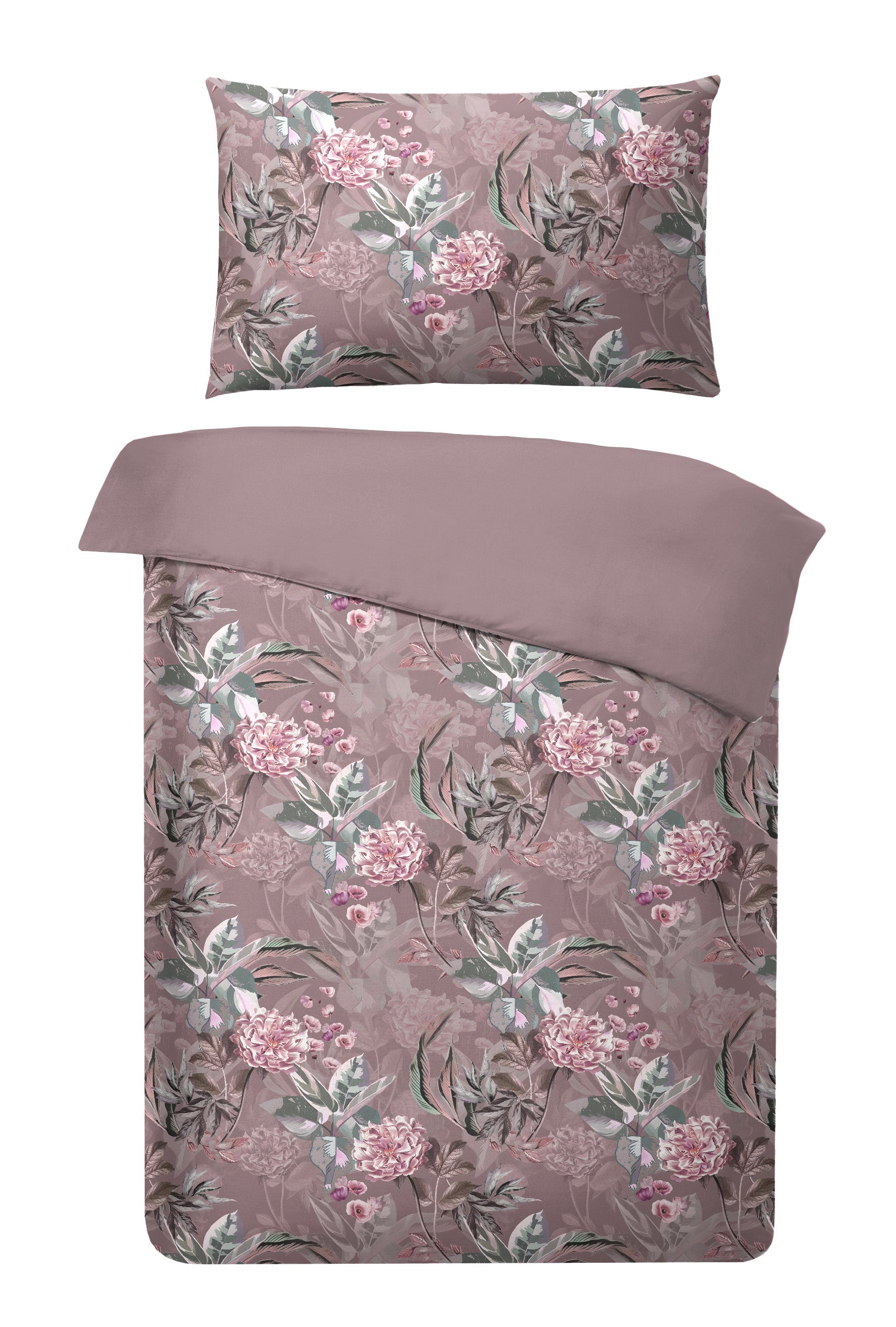 Parure de lit réversible en satin floral 140x200 cm