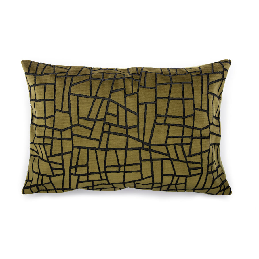 Housse de coussin en velours avec motif mosaïque