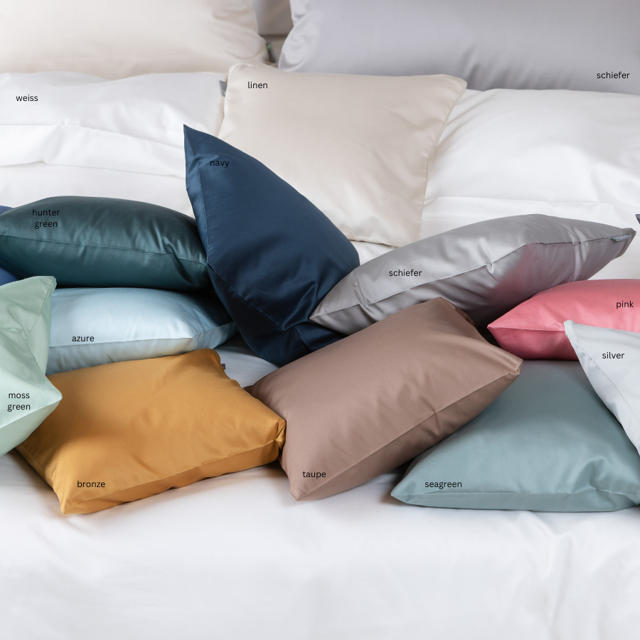 Housses de coussin en satin fin, coton bio