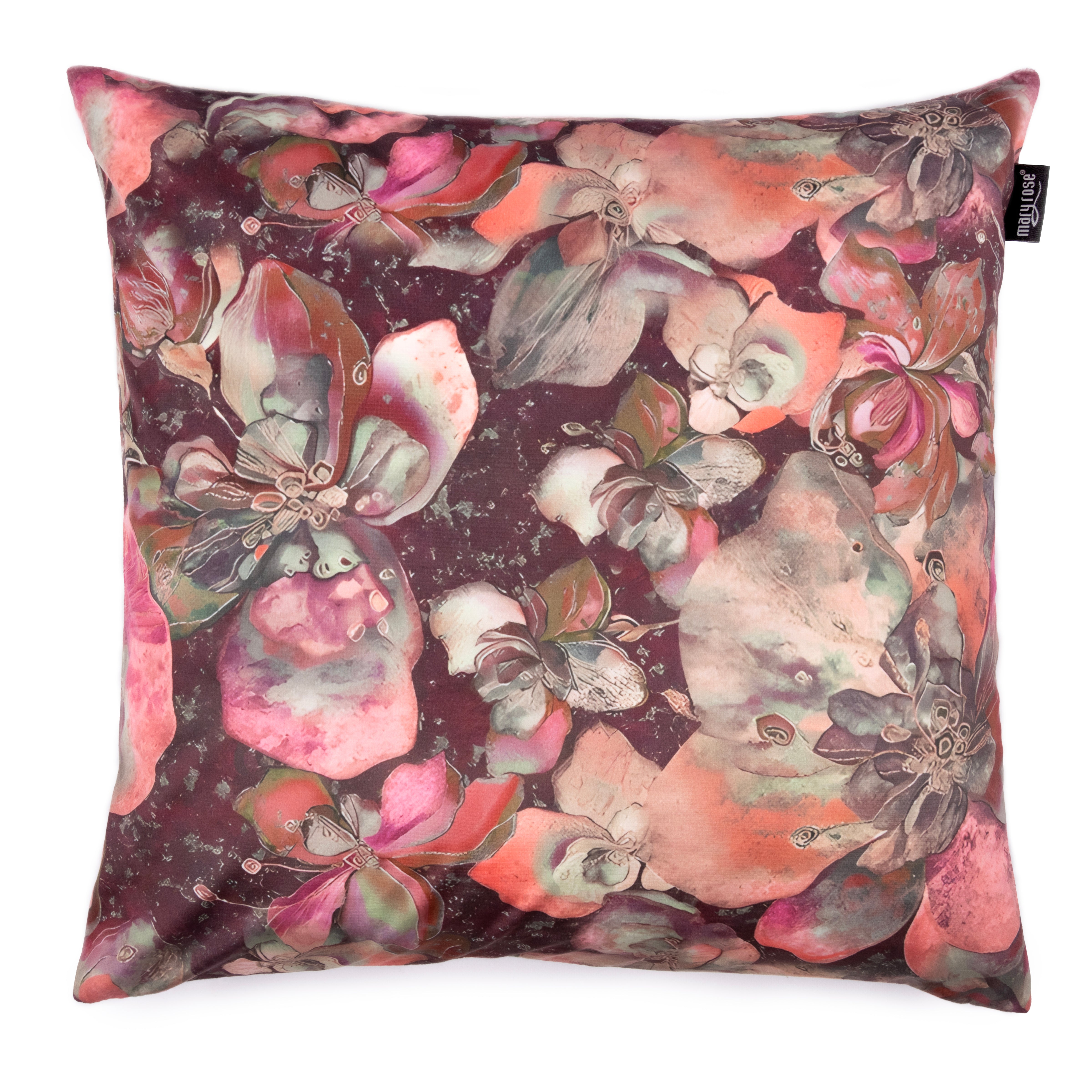 Housse de coussin en velours avec motif floral 50x50 cm