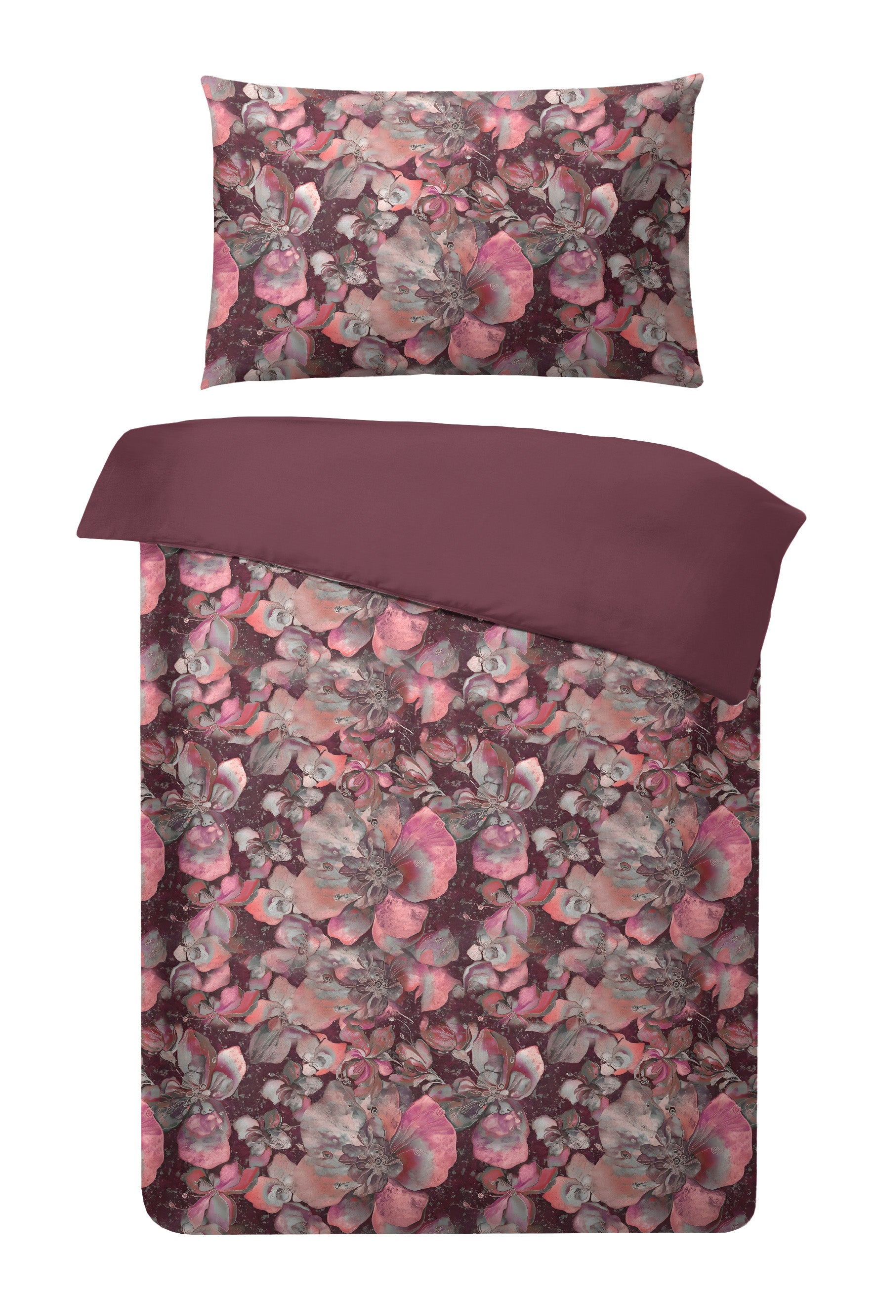 Biancheria da letto reversibile in raso floreale 140x200 cm
