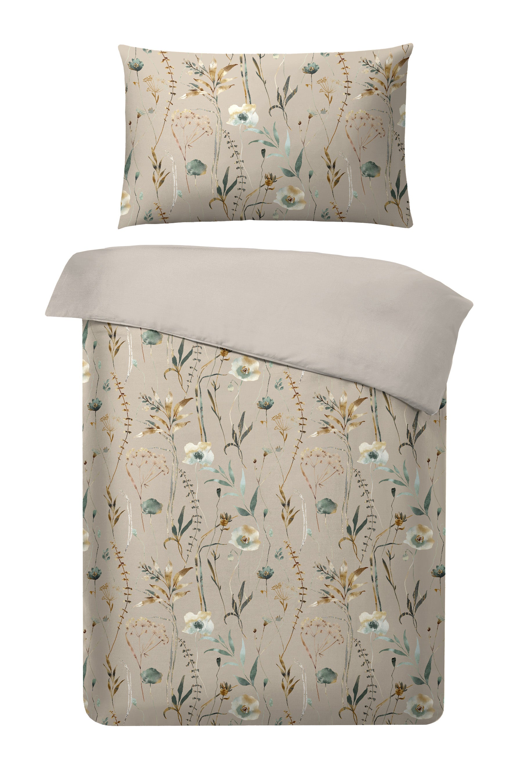 Biancheria da letto reversibile in raso floreale 140x200 cm