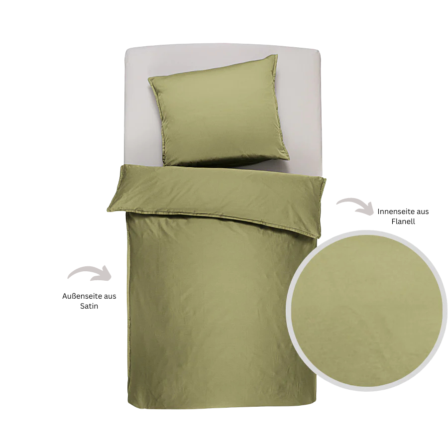 Biancheria da letto reversibile in raso e flanella, cotone biologico
